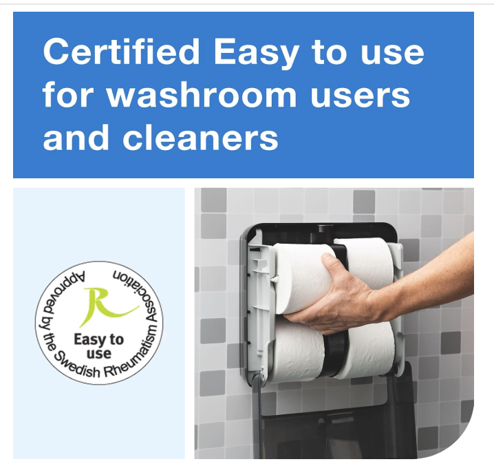 (CD-0250) Tork Optiserve 4-Roll Coreless Toilet Paper Dispenser, Black