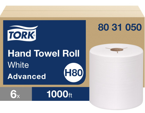 (PR-0920) 8031050 Tork Roll Towel, White 1000ft Per Roll (H80), 6 Rolls Per Case