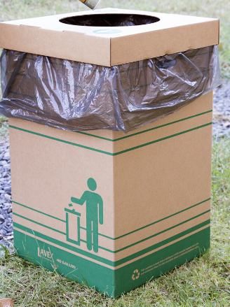 (PC-0905) 40 Gallon Kraft Corrugated Cardboard Trash and Recycling Container with Lid