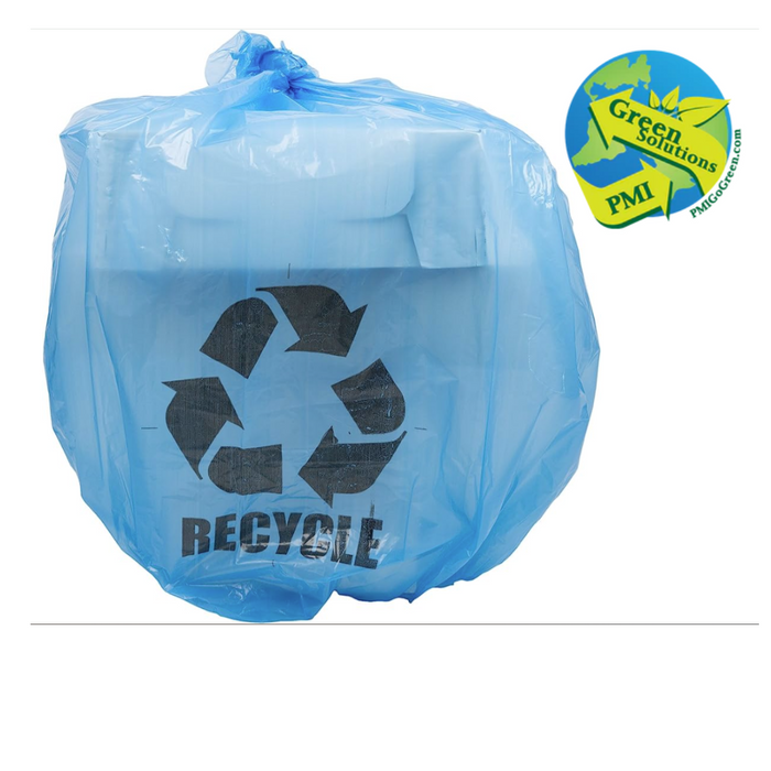 (CL-0440) Can Liner 38 Gallon 30" X 46" Blue Tint Linear Low Density Recycling Bag 1.2 Mil - PMI GREEN SOULTIONS