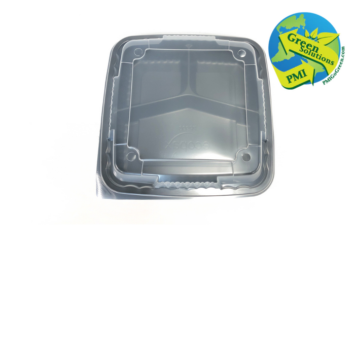 (PB-4000) 9x9x3 3 Compartment Plastic Microwaveable Black Take-Out Container with Vented Lid, Recycle #5, Grease Resistant, Microwave Safe, Leak Proof, BPA Free, 80 Per Sleeve, 4 Sleeves Per Case, 320 Per Case
