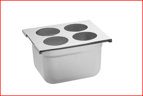 (PA-8209) 4 Hole Stainless Steel Squeeze Bottle Holder, 6" Deep, 1/6 Size Pan