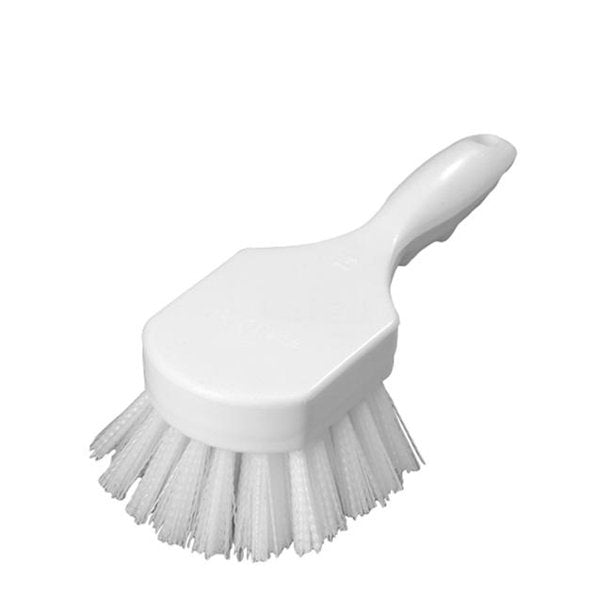 (PA-9300) Utility Scrub Brush, 8” Short Handle White Polyester