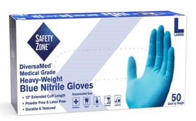 (CG-0XXX) Nitrile Powder Free Gloves, 8 mil (Blue), 50 per box.