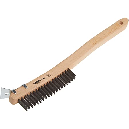 (CB-0800) Wire Scratch Brush with Scraper, Curved Handle