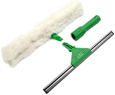 (CC-0175) 18" Vice-Versa Window Squeegee, Washable Cotton Blend Cloth and Squeegee Combo for easy window cleaning, fits Unger handle