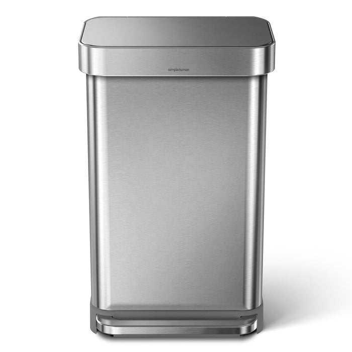 (CE-0130) 12 Gallon / 45 Liter Brushed Stainless Steel Rectangular Front Step-On Trash Can (CALL FOR PRICE)