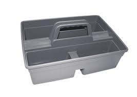 (CE-050X) Janitor Chemical Caddies, High-impact plastic, Handles, with seperated compartments; Two Options #1 Gray 3 Compartment or #2 Gray 4 Compartment