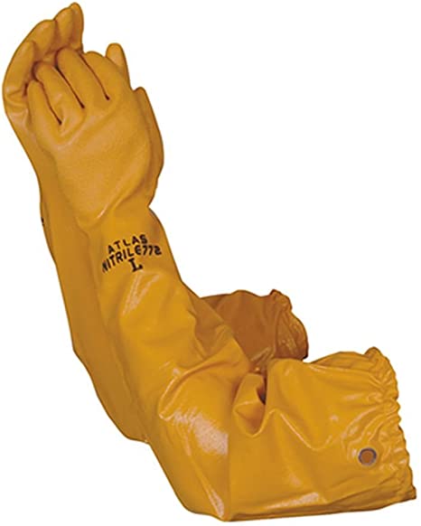 (CG-0290) Gloves, Nitrile, Yellow, Elbow Length Chemical Resistant Gloves, 26"