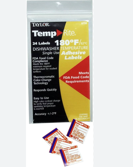 (CI-0460) 1-Temp Dishwasher Lables, Thermolabel 180F/82C, 24 Labels per pack