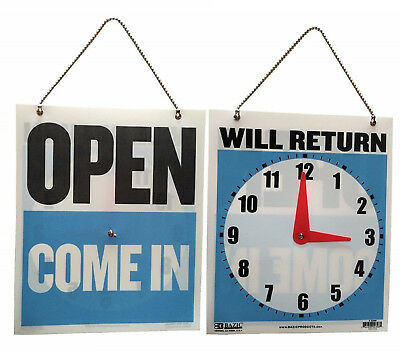 (CV-5220) Double-Sided Open/Will Return Sign with Clock Hands
