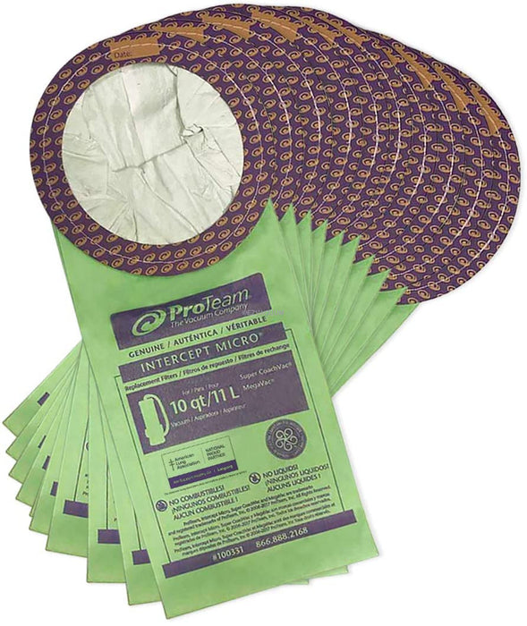 (CX-4910) ProTeam Super Coach Vacuum Bags, 10 Quarts