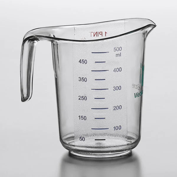 (CY-0150) 1 PT Measuring Cup Clear, Wide Mouth Chemical Resistant