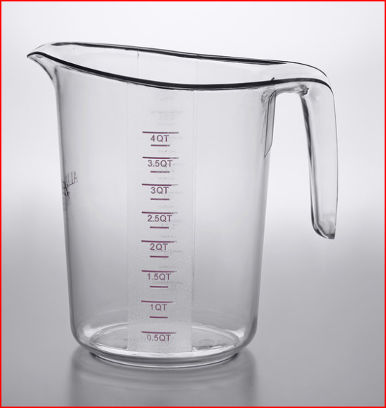 (CY-0155) 4 Qt. (16 Cups) Allergen Free Plastic Measuring Cup with Purple Print and Gradations
