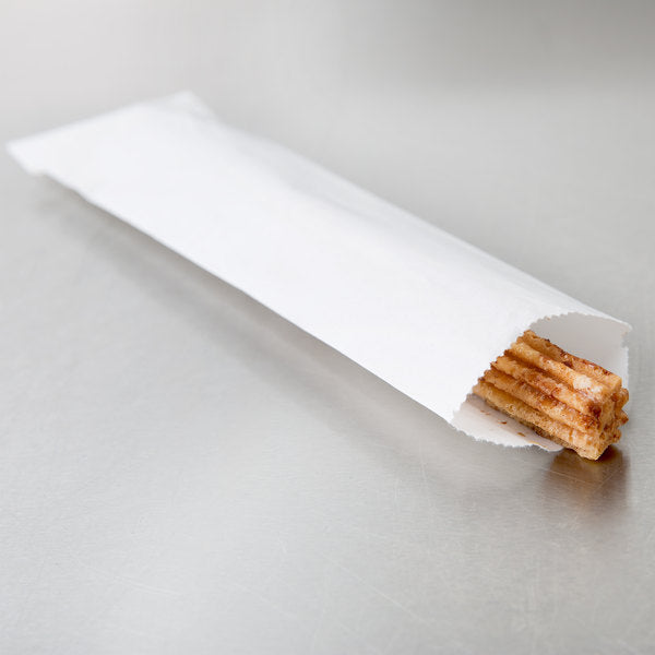 (PA-2915) White Kraft Disposable Silverware / Bakery / Churro Bag, 100 Per Pack