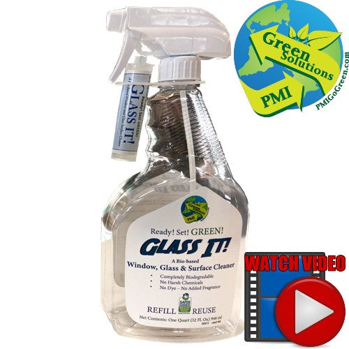 (CT-6010) PMI's Glass It! Combo. A Bio-based Windows and Glass Surface Cleaner, RTU, 32 oz. -PMI GREEN SOULTIONS