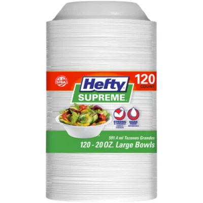 (PA-0800) Hefty Supreme Foam Bowls, 20 oz, 120 Count