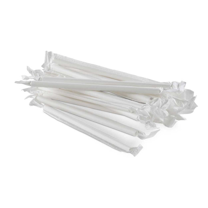 (PA-1440) 8" Jumbo Paper Wrapped Straw, Translucent, 500 per Box