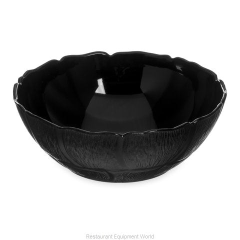 (PA-5600) ** Plastic Black Floral Shaped Edge Bowl, 1.2 Qt 7-1/2"