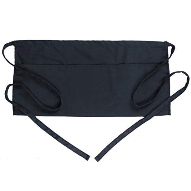 (PA-7940) Server Waist Apron, Black, 12 x 24, 3 Pocket Reversable; PPE