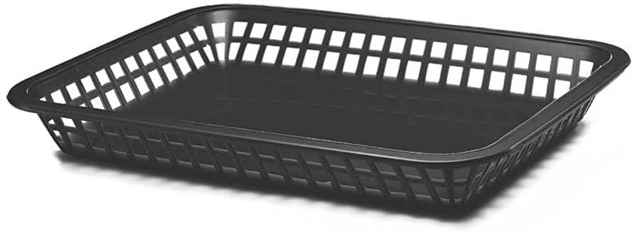 (PA-8550) Grande Rectangular Plastic Fast Food Basket, Black,