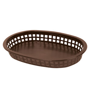 (PA-8560) Grande Rectangular Plastic Fast Food Basket, Brown,