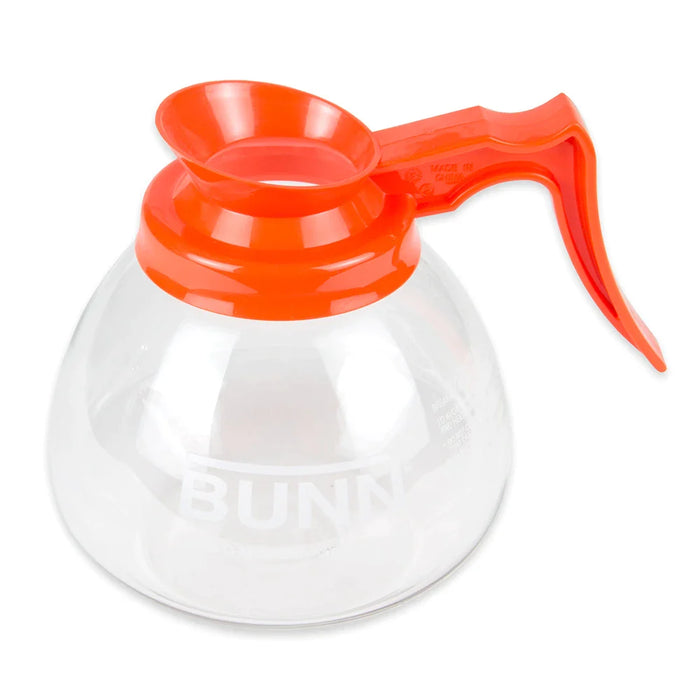 (PA-8575) Coffee Decanter 64 Oz Glass, Decaf Orange Handle