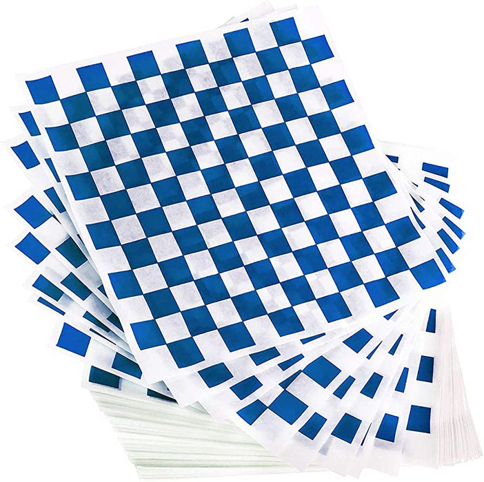 (PA-8595) Sandwich/Deli-Paper, 12x12, Blue/White Checkered, Grease Resistant