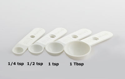 (PA-8998) Measuring Spoon Set, 1/4, 1/2, 1 TSP and 1 TBSP, made of durable white plastic