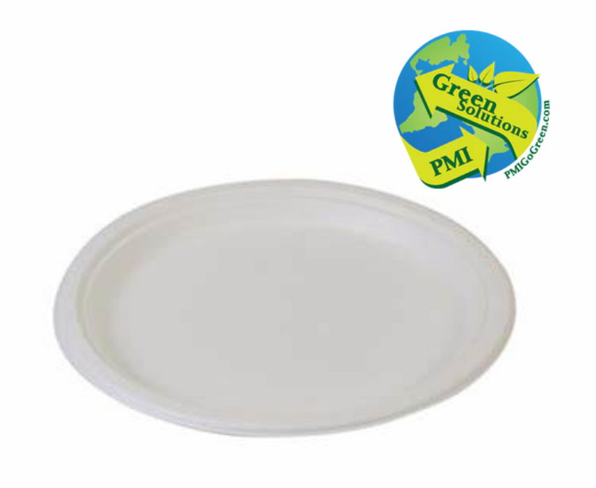 (PC-0XXX) Compostable Fiber Plate, 125 Per Sleeve PMI GREEN SOULTIONS ( Different Size Options available 6'' or 10.25'' 1 Compartment or 3 Compartment)