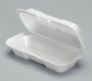 (PC-0120) 7.5 x 4 x 2.25- Compostable Fiber Hinged Hot dog container.