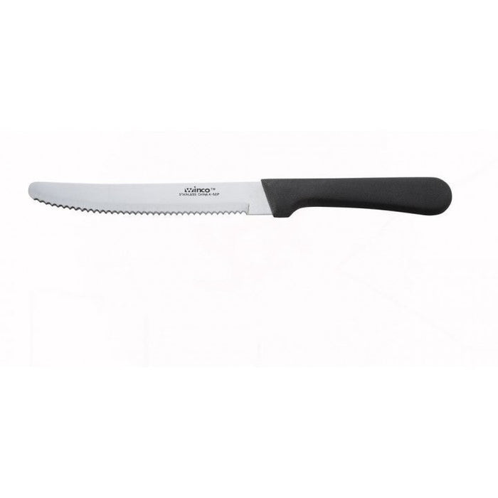 (PA-2485) Steak Knife Round Tip Black Handle 5" Knife. Pack of 12