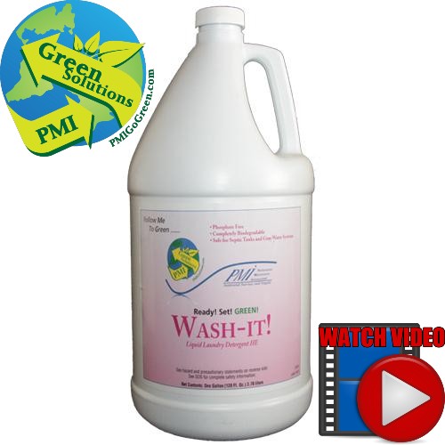 (CI-5020) PMI's Wash It! Liquid Laundry Detergent PMI GREEN SOLUTION Biodegradable, HE, Gallon,