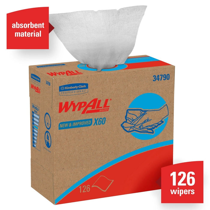 (PW-0110) Wypall X60, White, 126 Wipes Per Box (34790)