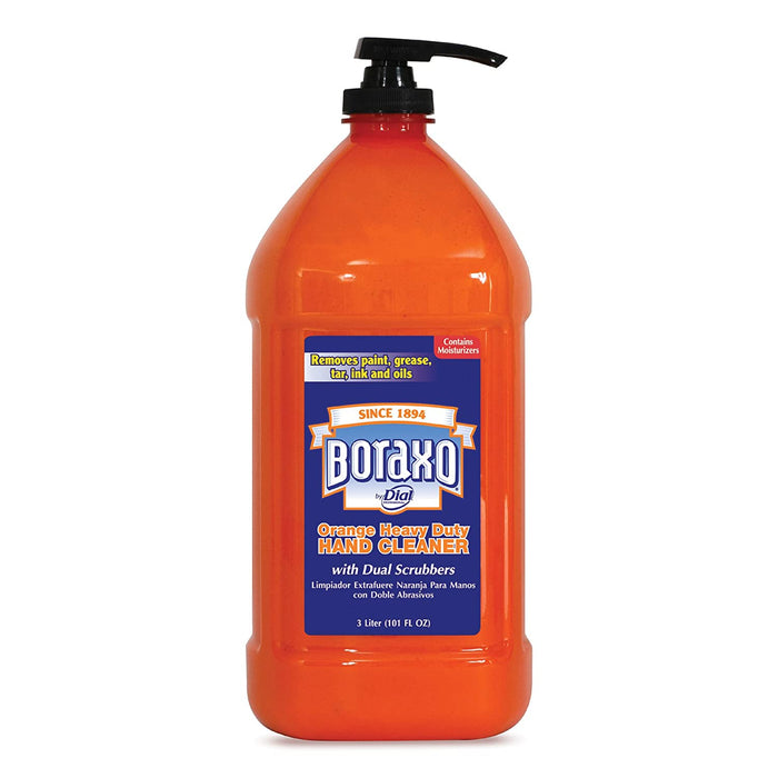 (CS-0490) Boraxo by Dial, Orange Heavy Duty Hand Cleaner with Scrubbers, 3 Liter Bottle