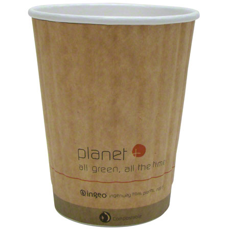 (PC-00XX) Dual Wall Compostable Hot Cup Natural, 40 Per Sleeve (Planet)