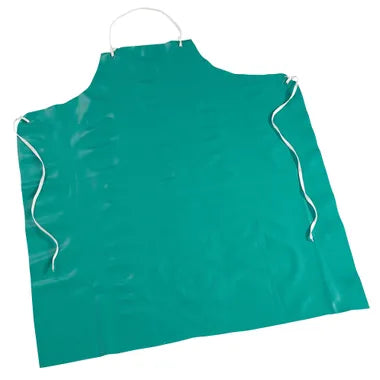 (PA-7955) Apron, PVC, 20 Mil, Green Vinyl, String Ties , Stomach Patch; PPE