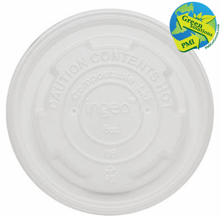 (PC-0030) Lid 12/16 oz Compostable Food Container Translucent Lid, 25 Per Sleeve-PMI GREEN SOULTIONS