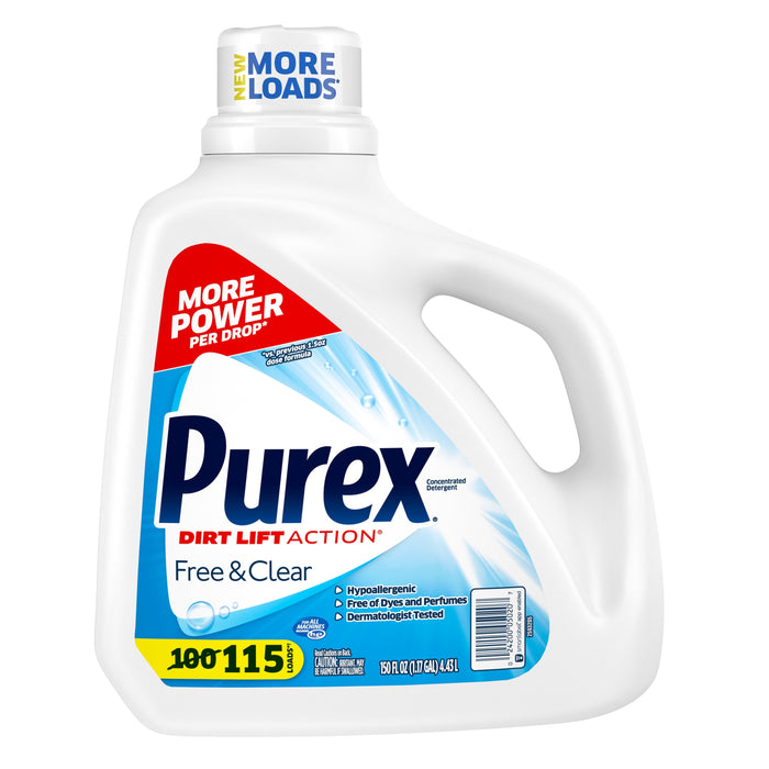 (CI-0803) Purex Free Clear, 115 Loads, Liquid Laundry Detergent Base Liquid, 150 fl oz.