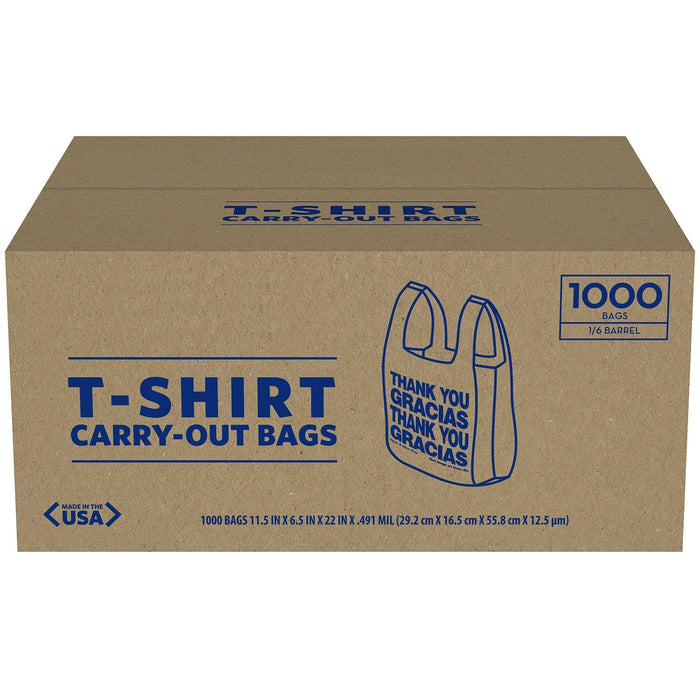 (PA-7520) T-Shirt Carryout Bags, 1/6 size, 1,000 per Box