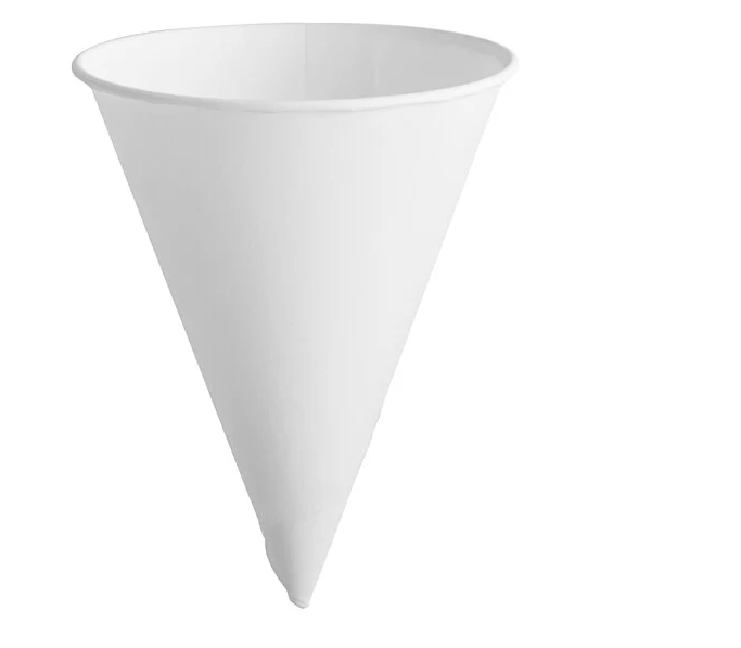 *** (PA-0455) 4 oz. White Rolled Rim Paper Cone Cup, 5,000 Per Case; Great for serving water, snow cones, and beverage samples