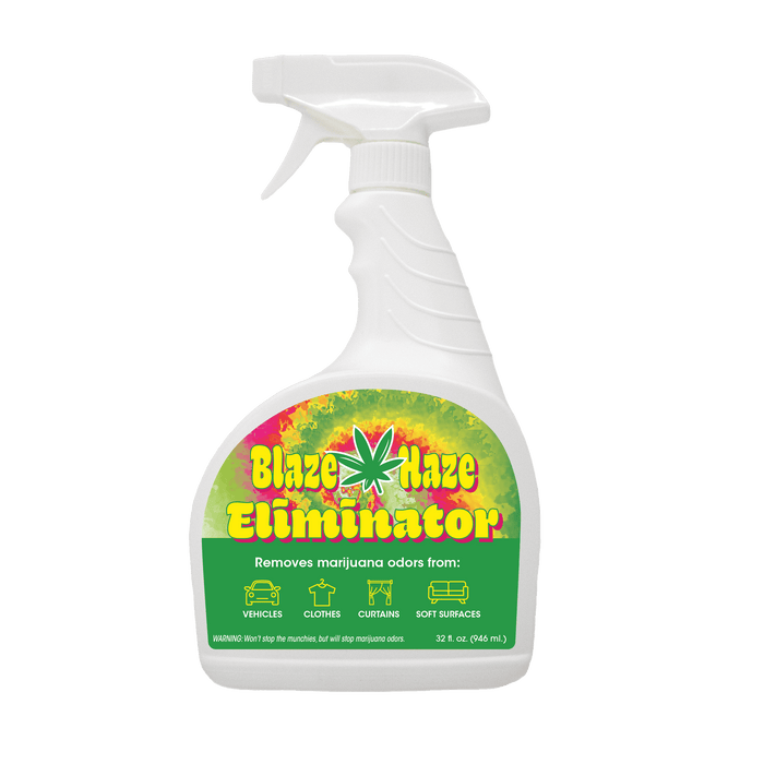 (CA-0070) Blaze Haze Eliminator 32oz. This is a high-performance liquid marijuana odor eliminator designed to neutralize smoke and strong malodors quickly and effectively, ideal for hotels, vehicles, rental properties, public transit, homes and more.