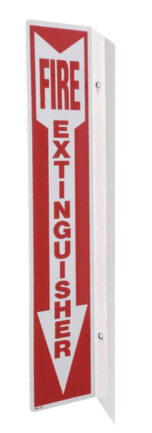 **** ( CV-0580) Fire Extinguisher Sign (Arrow), Rigid Plastic "L" Sign, 4" x 18"