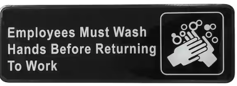 ****(CV-5170) Sign Employees Must Wash Hands Before Returning 3"X 9"; Plastic