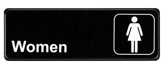 ****(CV-5190) Coed Men's and Women's Restroom Sign, 3'' X 9''  White on Black