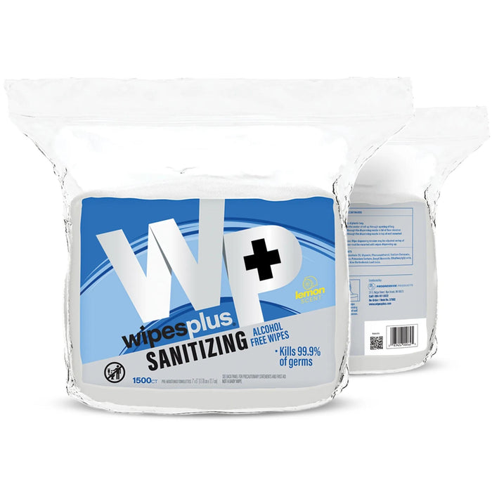 *** ON SALE (LA-0490) WipesPlus® 1500ct Hand Sanitizing Alcohol Free Wipes, Refill Bag 4/1500s - White