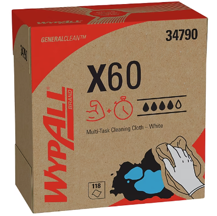 (PW-0110) Wypall X60, White, 118 Wipes Per Box (34790)