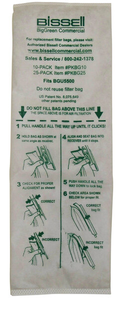 ***(SP-3110) Bissell Commercial Vacuum Bags for the BIG GREEN Vacuum Cleaner, 25 Per Pack (Special Order) (Price Check Needed)