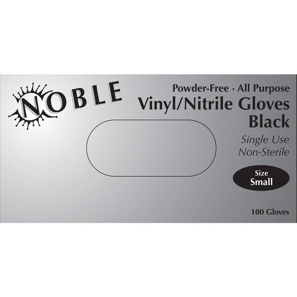 (CG-10XX) Nitrile Gloves, 3 Mil Thick, Black, Hybrid (Vinyl/Nitrile) Powder-Free, 100 count.