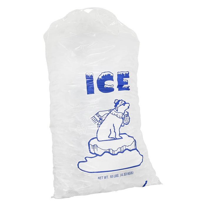 (PH-1040) Ice Bags, With Print and Drawstring, 10 LB 1.35 Mil
